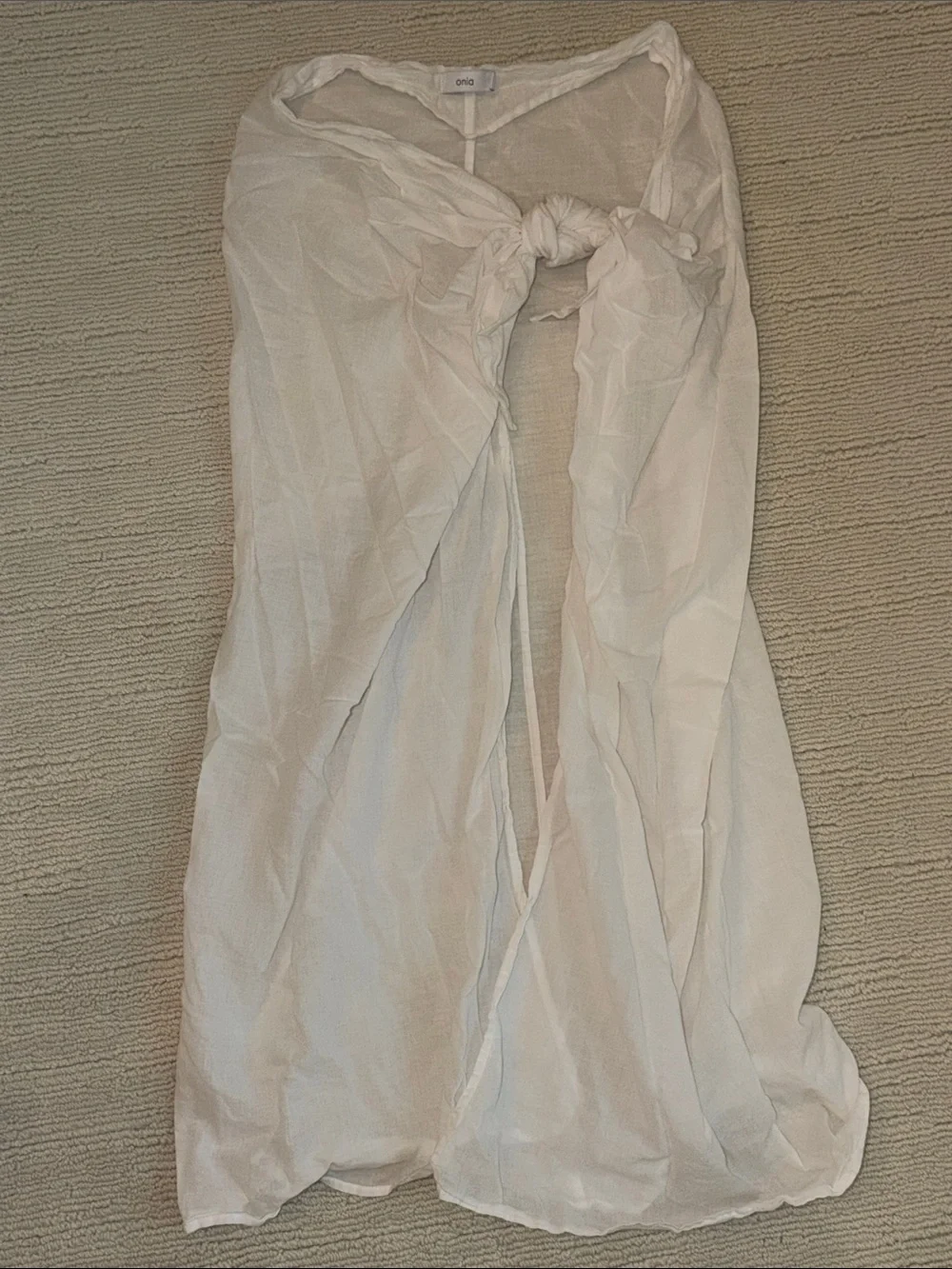 Onia White Sheer Tie-Front Beach Cover-Up